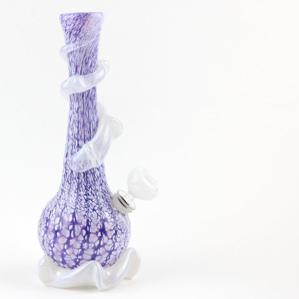 Noble Glass - Small w/ Wrap - Purple & White Crackle - Groovy Glassware