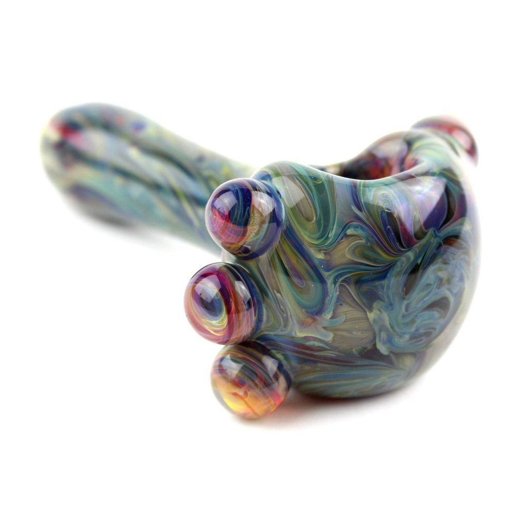 Exotic Color Swirl w/ Amber Purple Marbles - Groovy Glassware