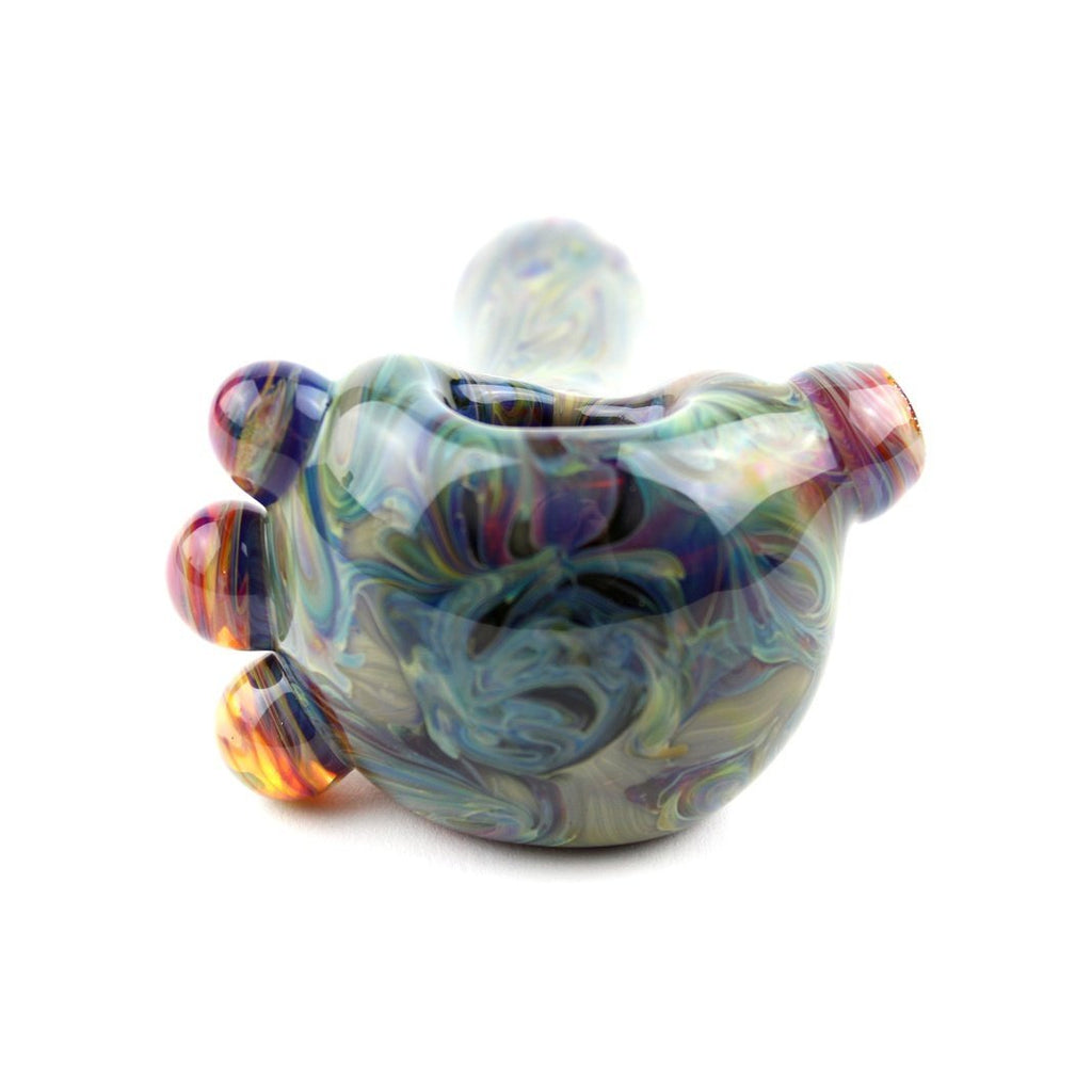 Exotic Color Swirl w/ Amber Purple Marbles - Groovy Glassware
