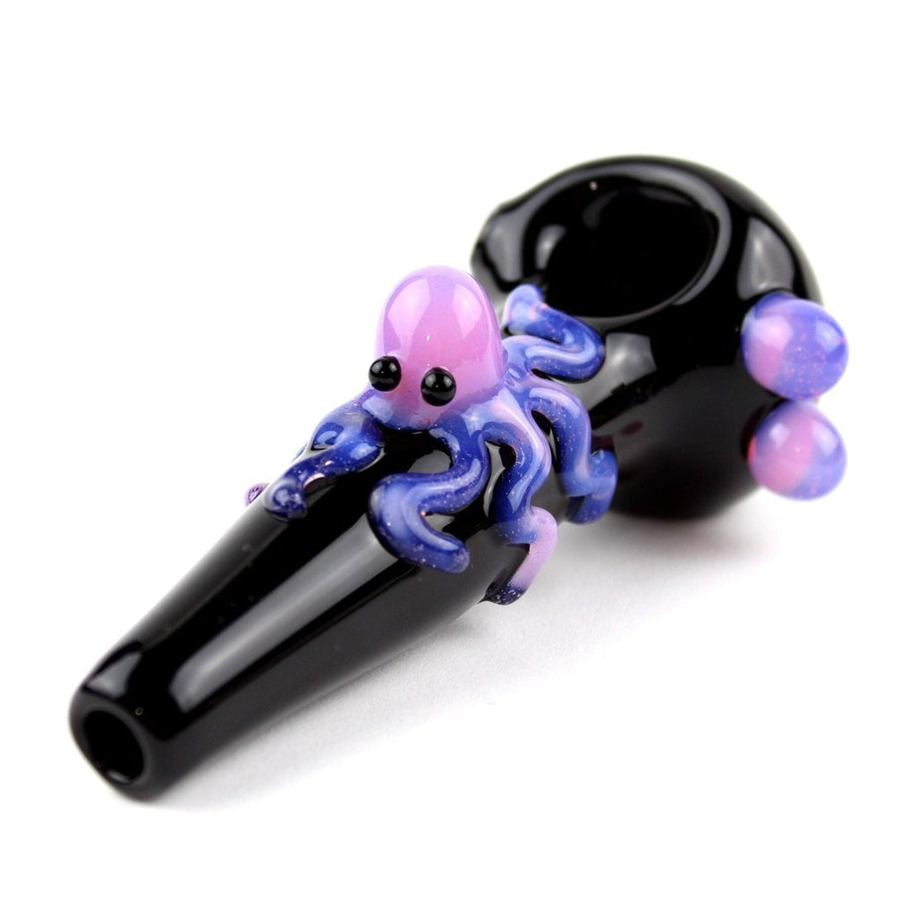 Black/Pink Slyme Octopus Pipe #01 - Groovy Glassware
