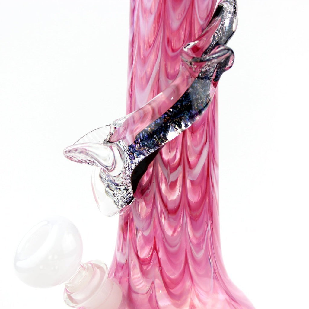 Noble Glass - Medium w/ Dichro Wrap - Pink/White - Groovy Glassware