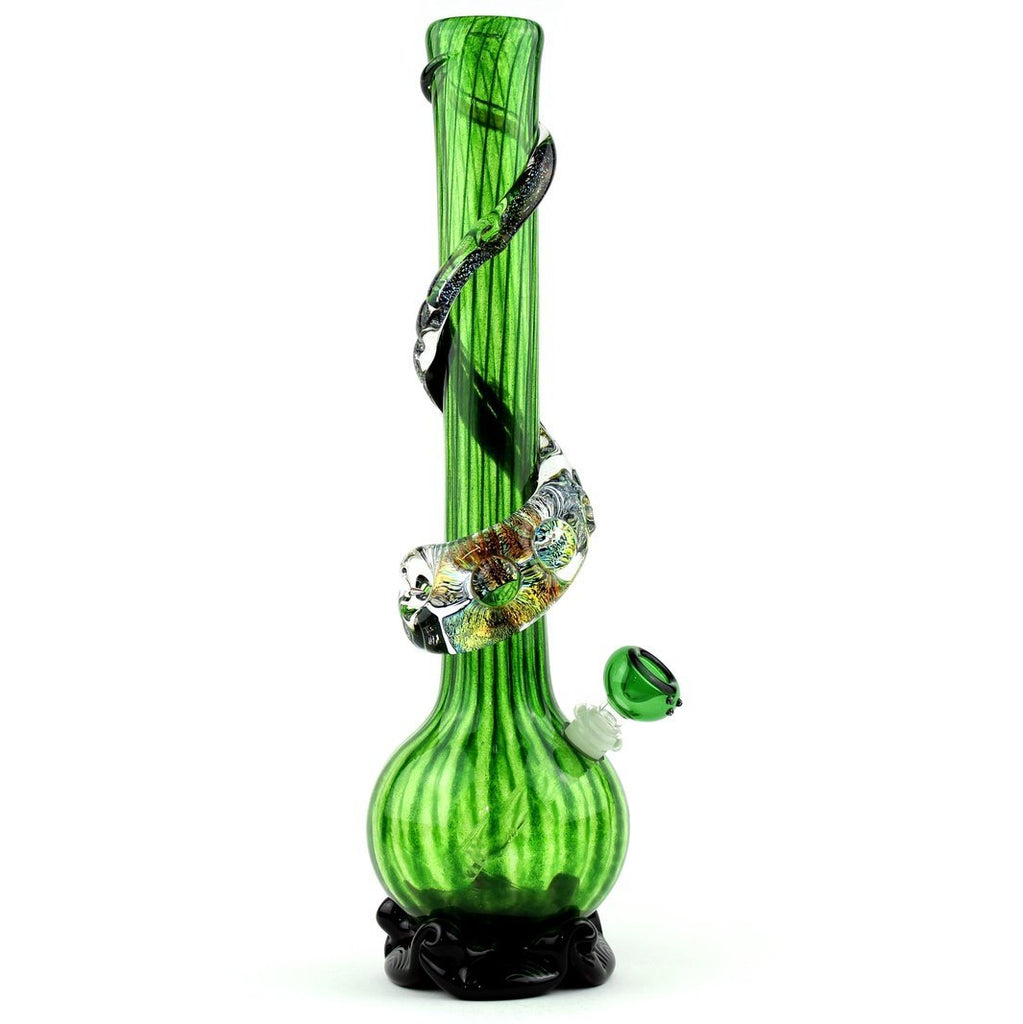 Noble Glass - Medium w/ Dichro Wrap - Glistening Green - Groovy Glassware