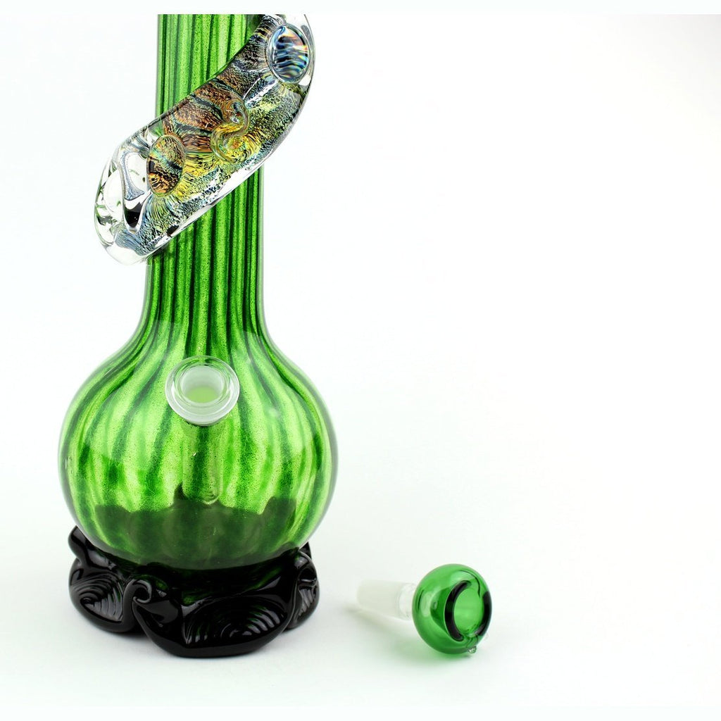 Noble Glass - Medium w/ Dichro Wrap - Glistening Green - Groovy Glassware