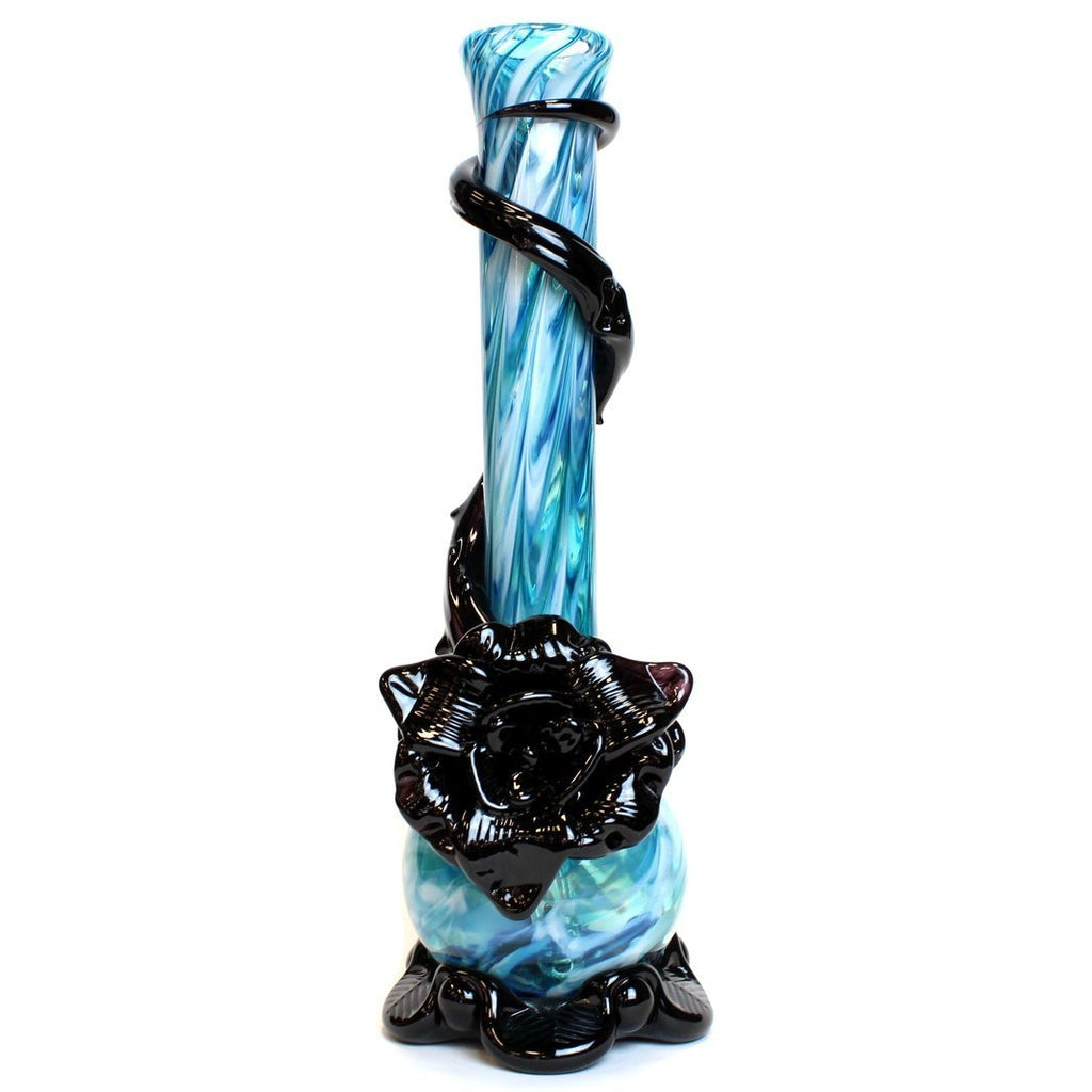 Noble Glass - Medium Flower - Cool Water/Black - Groovy Glassware