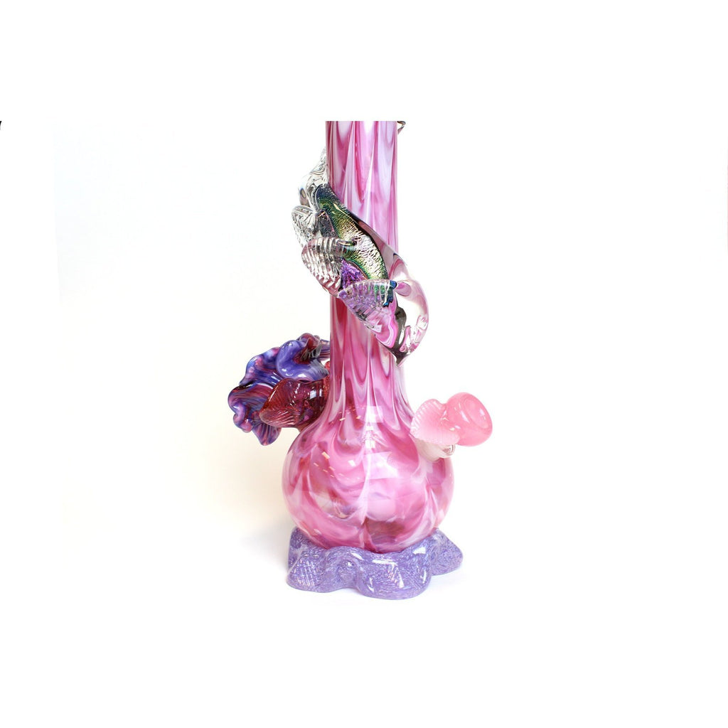 Noble Glass - Dichro Flower - Pink/Purple - Leafy - Groovy Glassware